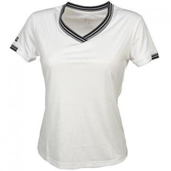Wilson Camiseta deportiva con cuello en V para mujer, W Team V-Neck, Poliéster, Blanco, Talla: M, WRA770001