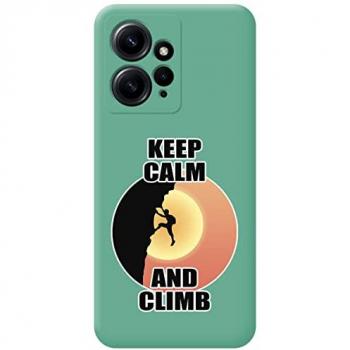 Funda Silicona Líquida Verde para Xiaomi Redmi Note 12 4G con diseño de Hombre Escalada