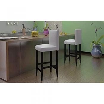 Set de 4 Modernos Taburetes de Bar de Cuero Altificial de Color Blanco