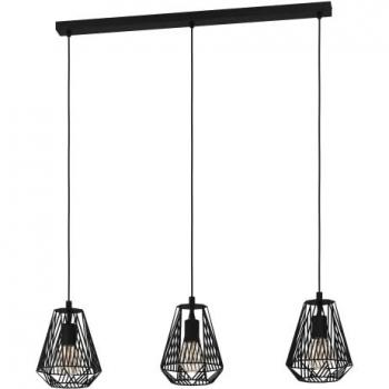 Lámpara Colgante Moderna Eglo Stype Lineal 3xE27 Acero Negro Intercambiable