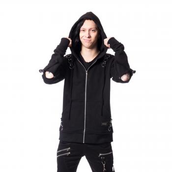Vixxsin Gothic Hooded Sweatshirt - Rhain Zip Hoodie for Men - Black - Sizes S to XXL