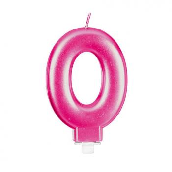 Vela Metalizada Rosa Nº 0, de 8 cm