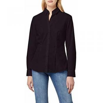 Blusa de Mujer Slim Fit Negra 100% Algodón de Manga Larga Sin Cuello Rosa Negra