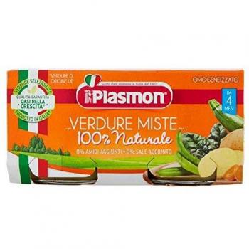 Plasmon Puré de Verduras Mixtas 2x80g - 100% Natural, A partir de 4 Meses