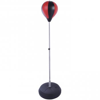 Set de Punching Ball Regulable con Guantes y Bomba, Altura 125-145 cm, Negro y Rojo