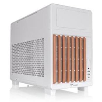 Caja de PC Thermaltake TR200 WS Blanca con Panel Frontal de Madera, Compatible con Mini-ITX y micro ATX, USB 3.2 Gen 2 Type-C, Ventilador Trasero de 120mm Pre