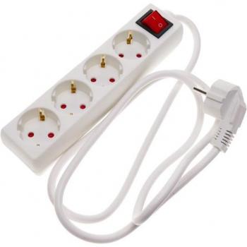 Regleta de enchufes 4 schuko 16A 230V con interruptor y cable de 1.5m