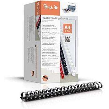 Canutillos de plástico A4 44 mm para 440 hojas, color negro, paquete de 50 unidades