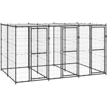 vidaXL Outdoor Dog Kennel Steel with Roof 7.26 m²