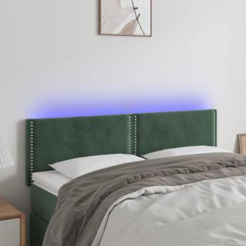 Cabecero LED terciopelo verde oscuro 144x5x78/88 cm