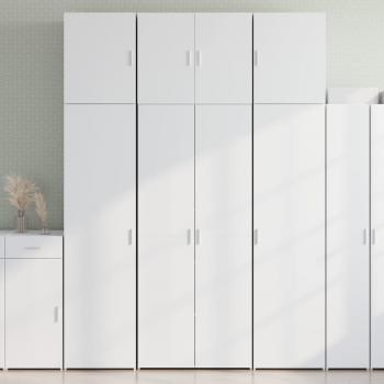 Aparador alto madera de ingeniería blanco 80x42,5x249 cm, armario de almacenamiento, mueble auxiliar