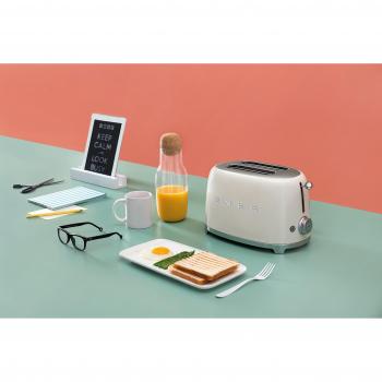 SMEG TSF01BLEU Tostadora 2x2 Ranuras de Acero Inoxidable 950W Crema 50's Style