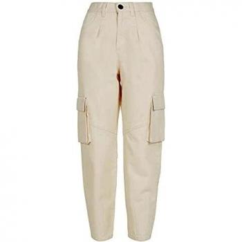 Urban Classics Women's Balloon Fit Cargo Twill Pants Whitesand