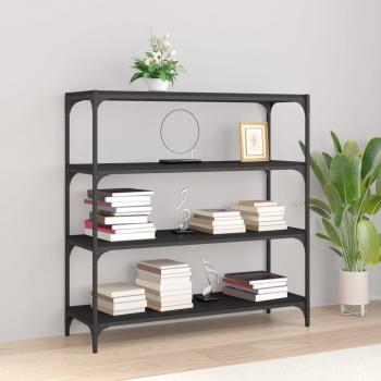 Estantería contrachapada y acero vidaXL 100x33x100 cm Negro, Roble Sonoma, Roble ahumado Mueble Almacenaje para Oficina, Estudio, Dormitorio Estantería/Librería/mueble