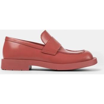 Camperlab Unisex Red Leather Loafers with Brand Detail - Size 39
