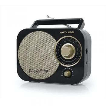 Muse M-055 RB - Radio Analógica Portátil con Altavoz Integrado, FM/AM, Negro y Oro