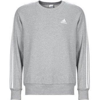 Adidas Men's Essentials French Terry 3-Stripes Hoodie in Medium Grey