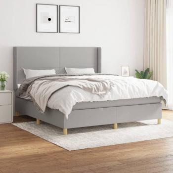 Cama box spring con colchón de muelles gris claro 160x200 cm