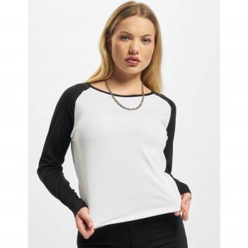 Urban Classics Women's Long Sleeve Contrast Raglan Shirt - White/Black
