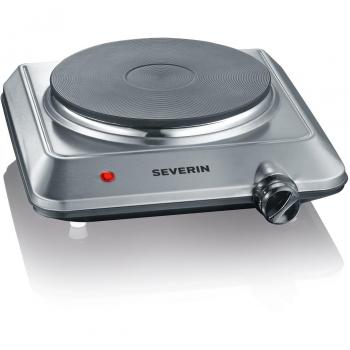 SEVERIN Placa de cocina portátil, placa eléctrica para cocinar fácil de limpiar, hornillo eléctrico con termostato regulable, acero inoxidable cepillado, 1500 W, KP 1092
