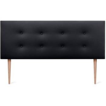 Cabecero Tapizado de Polipiel Aqualine Pro con 2 Hileras de Botones y Patas - 145x105cm (Camas 120/135/140) - Negro