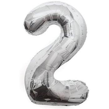 Unique Party- Globo gigante número 2, Color plata, 86 cm