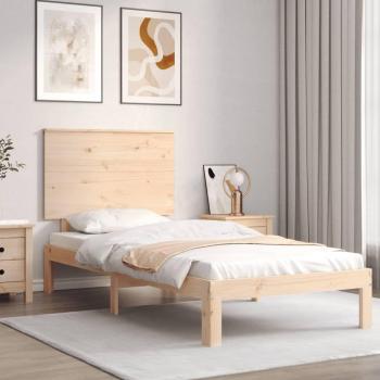 Cama individual sin colchón 90x200 cm en madera maciza de pino con cabecero marrón Vidaxl