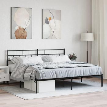 vidaXL Metal Bed Frame without Mattress with Headboard Black 183x213cm