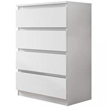 Cómoda Comfivo 160, blanca, con 4 cajones, dimensiones 100x70x40cm