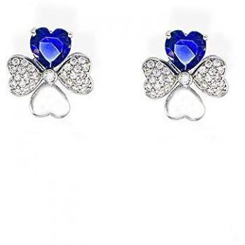Pendientes Mujer Amen Quadricuore Plata 925 con Zirconio Blanco y Azul EQUBBL
