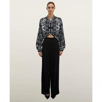 Motivi - Pantalones elegantes de mujer con banda lateral a contraste y tiro alto