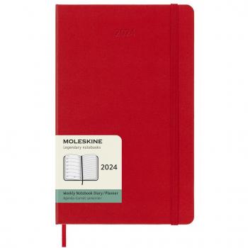 Agenda Moleskine 12 meses sem/vista 2024 tapa dura large rojo