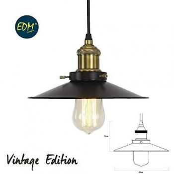 Lámpara Colgante Vintage Metálica E27 60W Negra - Diámetro 22cm x Altura 14cm