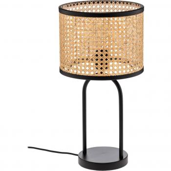 Lámpara de mesa Lindby Yaelle, 50 cm de altura, ratán negro, E27