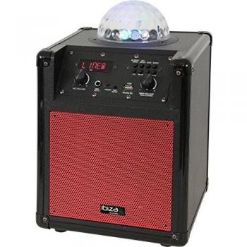Ibiza KUBE60-RE - Bafle activo autónomo con efecto de iluminación LED RGB, rojo
