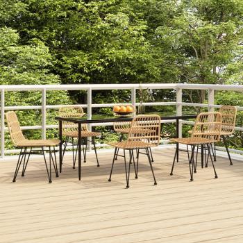 7-Piece Poly Rattan Garden Dining Set