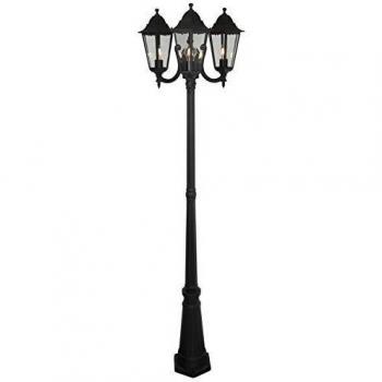 Smartwares 10.009.15 Farol triple clásico, aluminio/cristal, Negro, 2.20 m