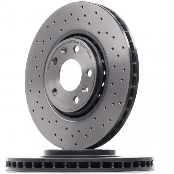 Disco de freno BREMBO 09.B352.1X, 320 mm, grosor 28 mm, perforado y ventilado internamente, revestido altamente carbonizado, incluye tornillos, compatible con RENAULT L