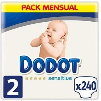DODOT Sensitive Pañales Talla 2, 240 Pañales, 4-8 Kg