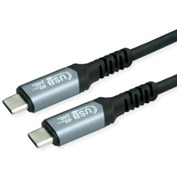 Cable USB-C 4.0, 40 Gbps, 240 W, 0.5 m, Pantalla Negra