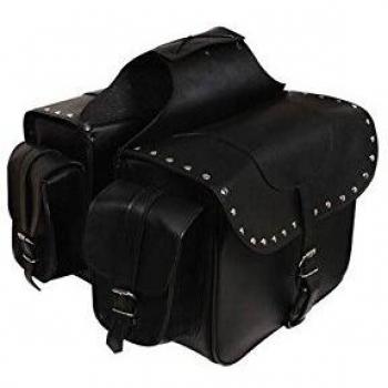 Alforjas Moto Custom de Cuero Sintetico. Color Negro. SD-9194