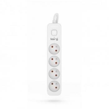 Regleta de 4 Tomas con Interruptor, Blanco-Gris, 3.0m, 16A, H05VV-F 3x1.5 mm²