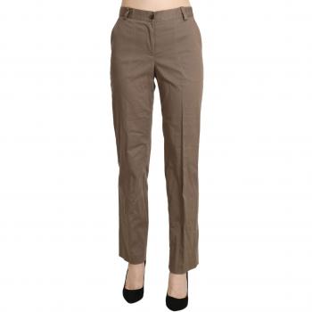 BENCIVENGA High Waist Straight Dress Trouser Pants - IT42|M, Female, Brown, Size: S, Cotton, Zipper
