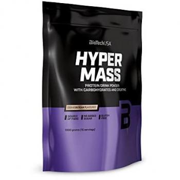 Bebida en polvo BioTechUSA Hyper Mass - Gainer alto en carbohidratos y proteínas, con creatina micronizada, sin azúcar añadido y alto contenido de fibra dietética, 1 kg, sabor galletas y crema