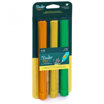 3Doodler Start Filamento de Plástico Compostable 3DS-ECO-MIX2-75 en colores Verde, Naranja y Amarillo, con un grosor de 1.75 mm
