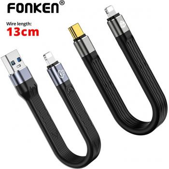 Cable Fonken 20W PD Tipo C para iPhone 13, Carga Rápida Lightning, USB C a Lightning Negro
