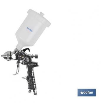 Pistola de pintar 600 cc con sistema de pulverización, capacidad de 600 cc, diseño ergonómico, ajuste de flujo y boquilla intercambiable