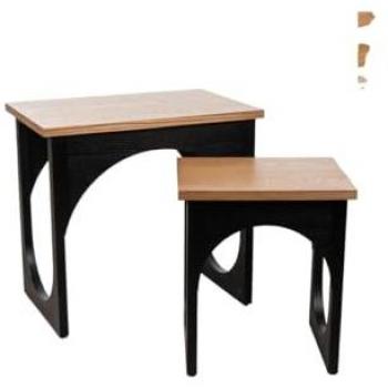 Set de Mesas Romimex Negro/Natural Madera MDF 2 Piezas