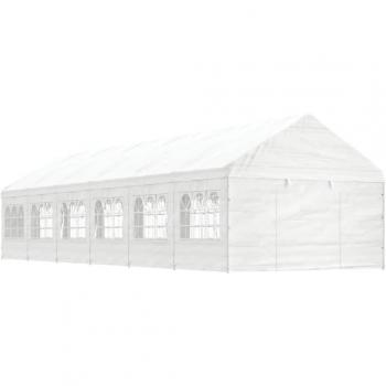 Cenador Gazebo con tejado blanco de polietileno 13,38x4,08x3,22 m