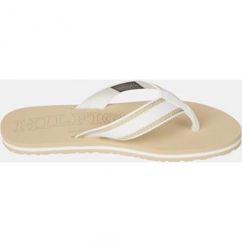 Chanclas de mujer Tommy Hilfiger Logo Metalizado Beige